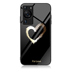 Silicone Frame Fashionable Pattern Mirror Case Cover JM2 for Huawei P60 Pro Black