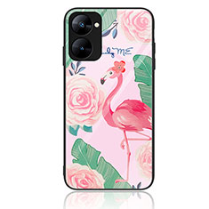 Silicone Frame Fashionable Pattern Mirror Case Cover JM2 for Realme V30 5G Hot Pink