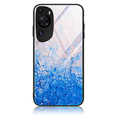 Silicone Frame Fashionable Pattern Mirror Case Cover JM3 for Huawei P60 Art Blue