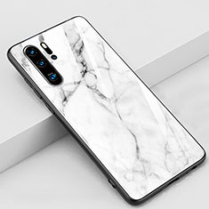 Silicone Frame Fashionable Pattern Mirror Case Cover K03 for Huawei P30 Pro New Edition White