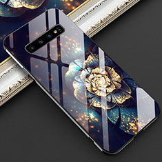 Silicone Frame Fashionable Pattern Mirror Case Cover K04 for Samsung Galaxy S10 5G Brown