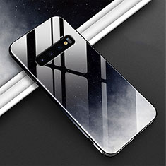 Silicone Frame Fashionable Pattern Mirror Case Cover K06 for Samsung Galaxy S10 Plus Black