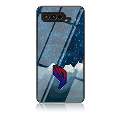 Silicone Frame Fashionable Pattern Mirror Case Cover LS1 for Asus ROG Phone 5s Blue