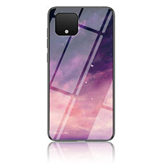 Silicone Frame Fashionable Pattern Mirror Case Cover LS1 for Google Pixel 4 Purple