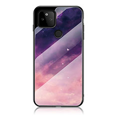 Silicone Frame Fashionable Pattern Mirror Case Cover LS1 for Google Pixel 5a 5G Purple