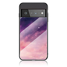 Silicone Frame Fashionable Pattern Mirror Case Cover LS1 for Google Pixel 6 Pro 5G Purple