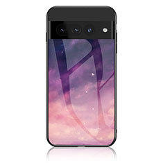 Silicone Frame Fashionable Pattern Mirror Case Cover LS1 for Google Pixel 7 Pro 5G Purple