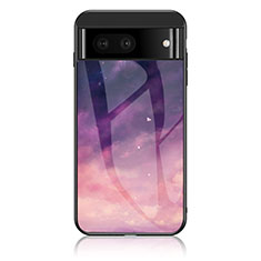 Silicone Frame Fashionable Pattern Mirror Case Cover LS1 for Google Pixel 7a 5G Purple