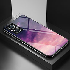 Silicone Frame Fashionable Pattern Mirror Case Cover LS1 for Oppo F21 Pro 5G Purple