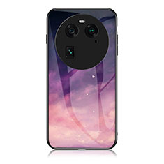 Silicone Frame Fashionable Pattern Mirror Case Cover LS1 for Oppo Find X6 5G Purple