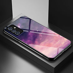 Silicone Frame Fashionable Pattern Mirror Case Cover LS1 for Samsung Galaxy Quantum4 5G Purple