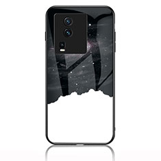 Silicone Frame Fashionable Pattern Mirror Case Cover LS1 for Vivo iQOO Neo7 5G Black