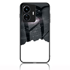 Silicone Frame Fashionable Pattern Mirror Case Cover LS1 for Vivo iQOO Z6 Lite 5G Black