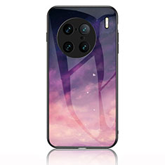 Silicone Frame Fashionable Pattern Mirror Case Cover LS1 for Vivo X90 Pro+ Plus 5G Purple