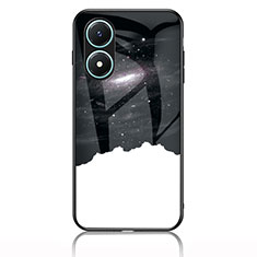 Silicone Frame Fashionable Pattern Mirror Case Cover LS1 for Vivo Y02S Black