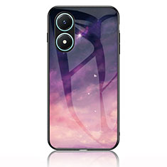 Silicone Frame Fashionable Pattern Mirror Case Cover LS1 for Vivo Y02S Purple