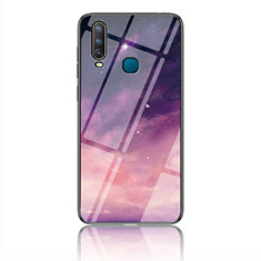 Silicone Frame Fashionable Pattern Mirror Case Cover LS1 for Vivo Y11 Purple