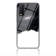 Silicone Frame Fashionable Pattern Mirror Case Cover LS1 for Vivo Y12A Black