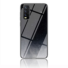 Silicone Frame Fashionable Pattern Mirror Case Cover LS1 for Vivo Y12s (2021) Gray