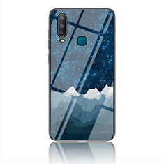 Silicone Frame Fashionable Pattern Mirror Case Cover LS1 for Vivo Y15 Blue