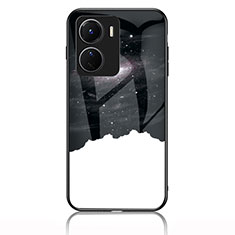 Silicone Frame Fashionable Pattern Mirror Case Cover LS1 for Vivo Y16 Black