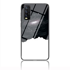 Silicone Frame Fashionable Pattern Mirror Case Cover LS1 for Vivo Y20 Black