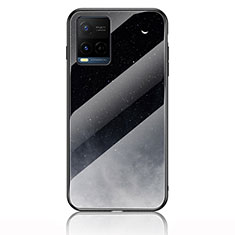 Silicone Frame Fashionable Pattern Mirror Case Cover LS1 for Vivo Y21t Gray