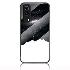 Silicone Frame Fashionable Pattern Mirror Case Cover LS1 for Vivo Y72 5G Black