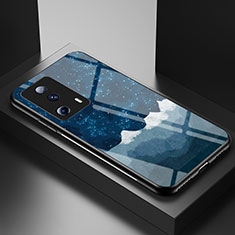 Silicone Frame Fashionable Pattern Mirror Case Cover LS1 for Xiaomi Mi 12 Lite NE 5G Blue