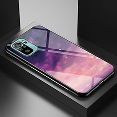 Silicone Frame Fashionable Pattern Mirror Case Cover LS1 for Xiaomi Poco M5S Purple