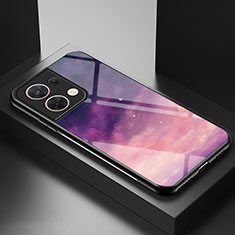 Silicone Frame Fashionable Pattern Mirror Case Cover LS1 for Xiaomi Redmi Note 13 Pro 5G Purple