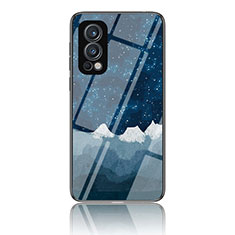 Silicone Frame Fashionable Pattern Mirror Case Cover LS2 for OnePlus Nord 2 5G Blue