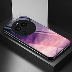 Silicone Frame Fashionable Pattern Mirror Case Cover LS2 for Oppo Find X6 Pro 5G Purple