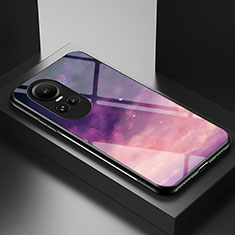 Silicone Frame Fashionable Pattern Mirror Case Cover LS2 for Oppo Reno10 Pro 5G Purple