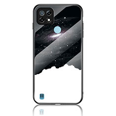 Silicone Frame Fashionable Pattern Mirror Case Cover LS2 for Realme C21 Black