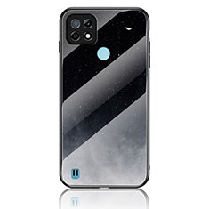 Silicone Frame Fashionable Pattern Mirror Case Cover LS2 for Realme C21 Gray