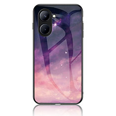 Silicone Frame Fashionable Pattern Mirror Case Cover LS2 for Realme C33 (2023) Purple