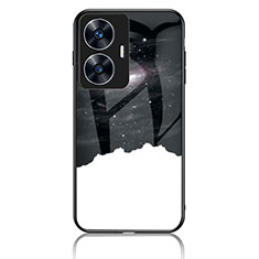 Silicone Frame Fashionable Pattern Mirror Case Cover LS2 for Realme C55 Black