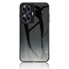 Silicone Frame Fashionable Pattern Mirror Case Cover LS2 for Realme C55 Gray