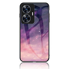 Silicone Frame Fashionable Pattern Mirror Case Cover LS2 for Realme C55 Purple