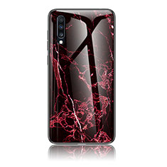 Silicone Frame Fashionable Pattern Mirror Case Cover LS2 for Samsung Galaxy A70 Red