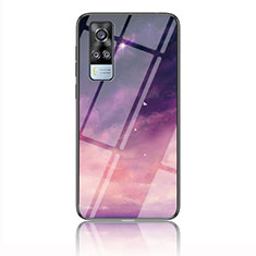 Silicone Frame Fashionable Pattern Mirror Case Cover LS2 for Vivo Y31 (2021) Purple