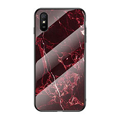 Silicone Frame Fashionable Pattern Mirror Case Cover LS2 for Xiaomi Redmi 9i Red