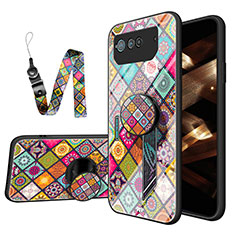 Silicone Frame Fashionable Pattern Mirror Case Cover LS3 for Asus ROG Phone 6 Mixed