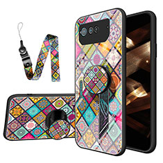 Silicone Frame Fashionable Pattern Mirror Case Cover LS3 for Asus ROG Phone 6 Pro Colorful