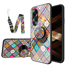 Silicone Frame Fashionable Pattern Mirror Case Cover LS3 for Oppo A18 Mixed