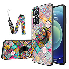 Silicone Frame Fashionable Pattern Mirror Case Cover LS3 for Oppo F21 Pro 5G Colorful