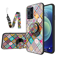 Silicone Frame Fashionable Pattern Mirror Case Cover LS3 for Oppo Find X3 5G Colorful