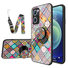 Silicone Frame Fashionable Pattern Mirror Case Cover LS3 for Oppo Find X5 Lite 5G Mixed
