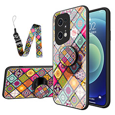 Silicone Frame Fashionable Pattern Mirror Case Cover LS3 for Oppo Find X5 Pro 5G Mixed